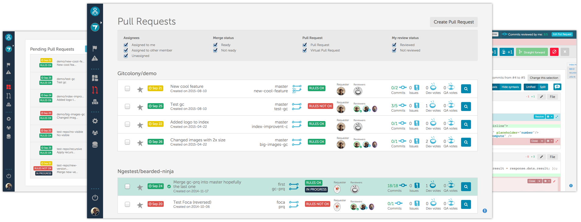 Screen print of pull request's view on Gitcolony